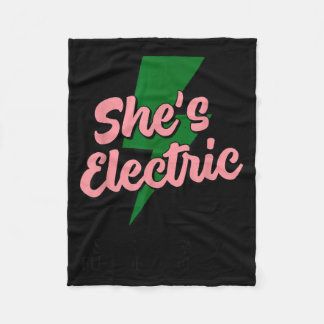 Retro Basic Lightning Quote She Electric Funny Sim Fleecefilt