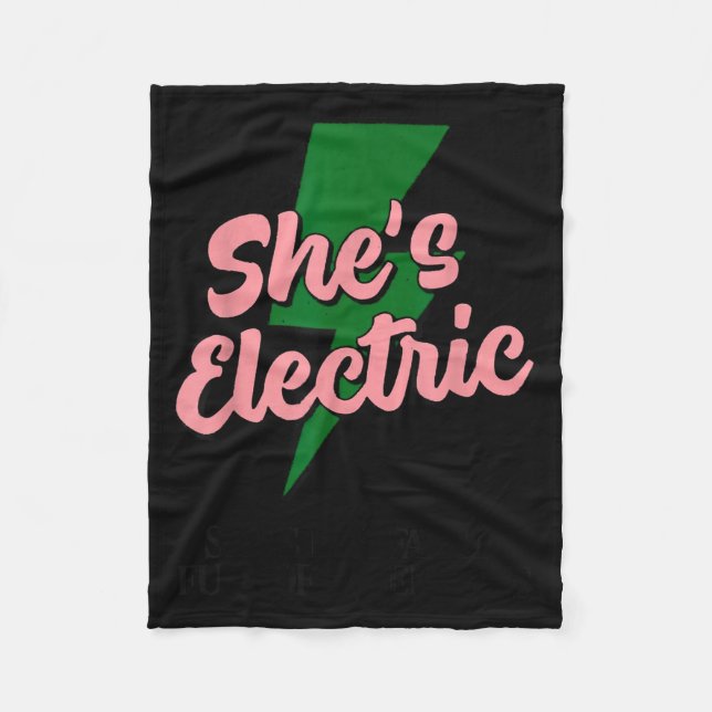 Retro Basic Lightning Quote She Electric Funny Sim Fleecefilt (Framsidan)