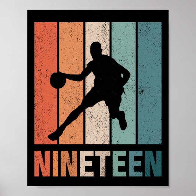 Retro Basketball Älskare 19 år gammal Poster (Framsidan)