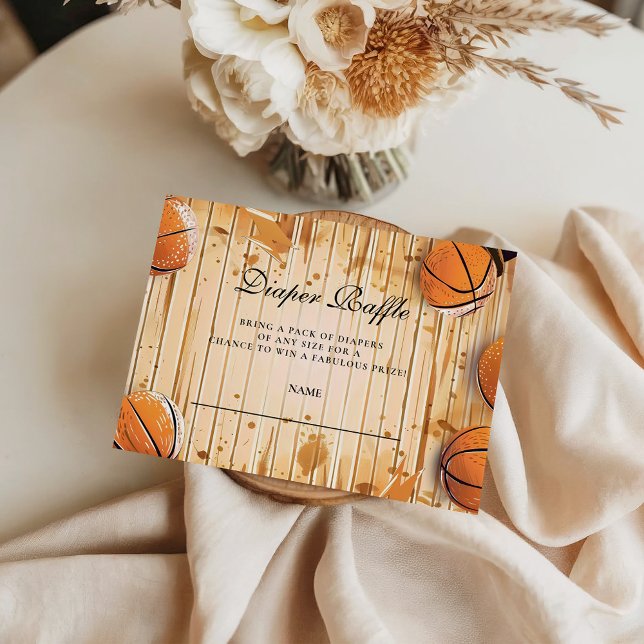 Retro Basketball Baby Shower Diapper Raffle Tilläggskort (Skapare uppladdad)