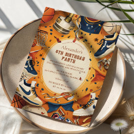 Retro Basketball Court Birthday Inbjudningar