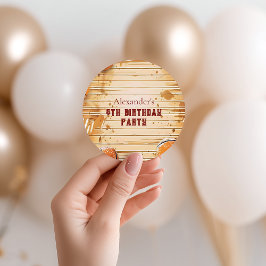 Retro Basketball Court Birthday Runt Klistermärke