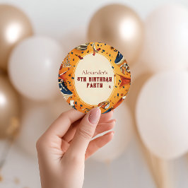 Retro Basketball Court Birthday Runt Klistermärke