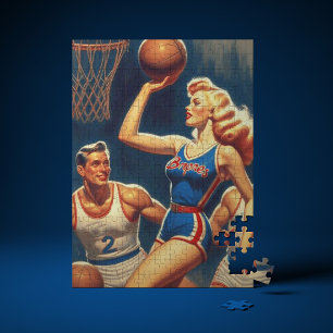 Retro Basketball Illustration Pussel