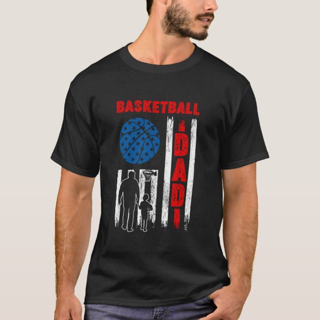 Retro Basketball Pappa pappa USA American Flagga F T Shirt (Framsida)