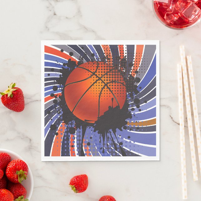 Retro Basketball Play Boll Sports Napkins Pappersservett (Skapare uppladdad)
