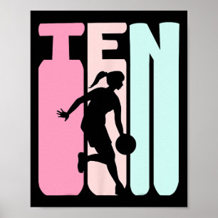 Retro Basketball Player 10 år gammal Poster