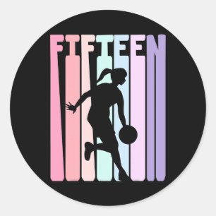 Retro Basketball Player 15 år gammal Runt Klistermärke