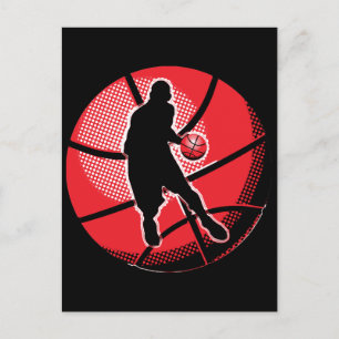 Retro Basketball Player Boll Vykort