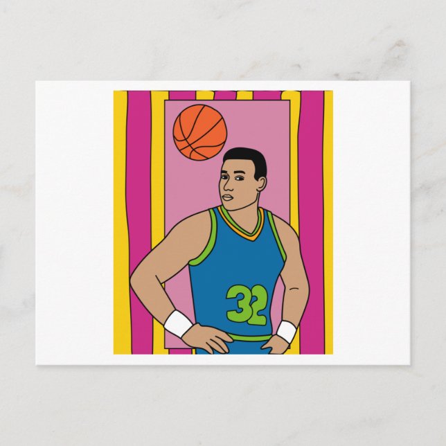 Retro Basketball Player Hobby Vykort (Framsida)