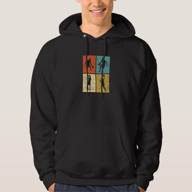 Retro Basketball Player Playing Basketball Popular Hoodie (Framsida)