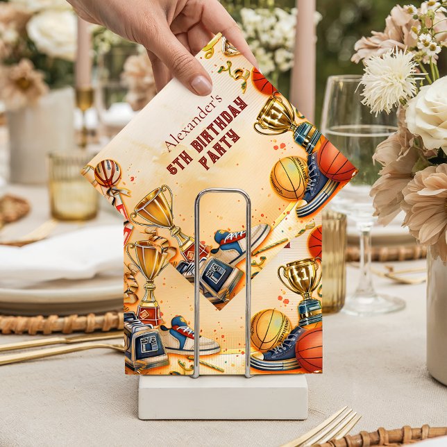 Retro Basketball Trophy Birthday Pappersservett (Skapare uppladdad)