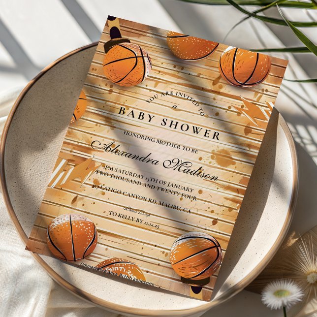Retro Basketbarn Baby Shower Inbjudningar (Skapare uppladdad)