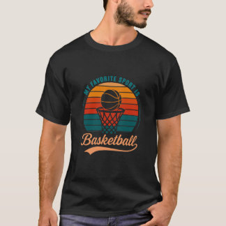 Retro Basketboll Solnedgång Design T Shirt