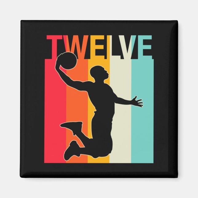Retro basketspelare 12 år för män pojke t magnet (Framsidan)