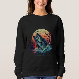 Retro bass fiskare som fiskar efter havsabborre t shirt