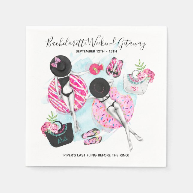 Retro Bassäng Girls Bachelorette Helg Party Pappersservett (Framsidan)
