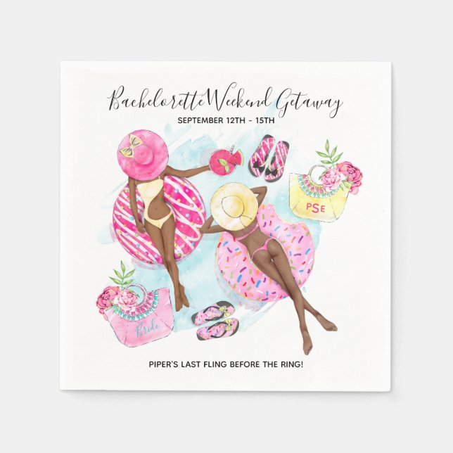 Retro Bassäng Girls Bachelorette Helg Party Pappersservett (Framsidan)