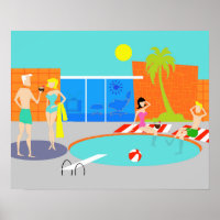 Retro Bassäng Party Poster
