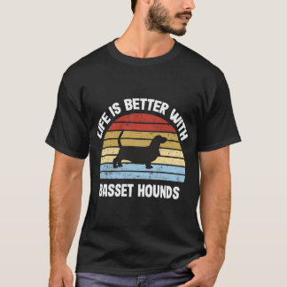 Retro Basset Hound Hund Gift T Shirt
