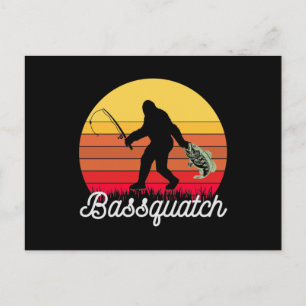 Retro Bassquatch Bigfoot-fiske Vykort