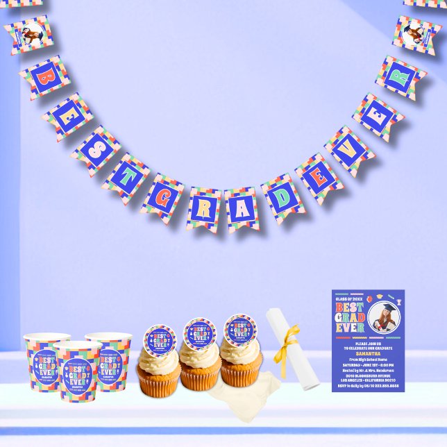 Retro Bästa examen någonsin Foto Examenfest Vimplar (Skapare uppladdad)