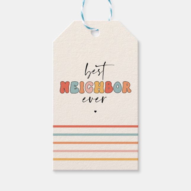 Retro Bästa granne någonsin cute Presentetikett (Framsidan)