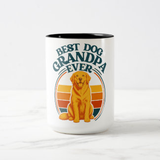 Retro Bästa Hundfarfar Någonsin Golden Retriever Två-Tonad Mugg