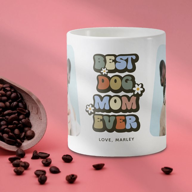 Retro Bästa Hundmamma 2 Foto Kaffemugg (Skapare uppladdad)