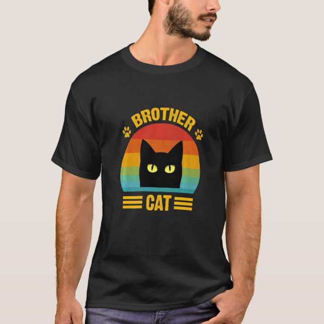 Retro Bästa Katt Bror Retro Stil  Katt   5 T Shirt (Framsida)