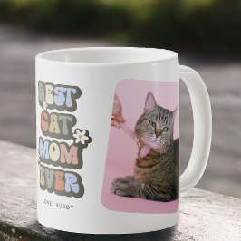 Retro Bästa Kattmamma 2 Foto Kaffemugg