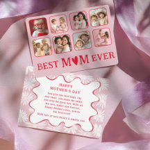 Retro Bästa mamma någonsin Röd och rosa foto 