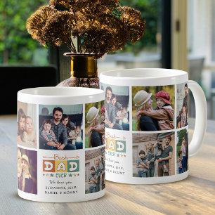 Retro Bästa Pappa Någonsin Anpassad Fotokollage Kaffemugg