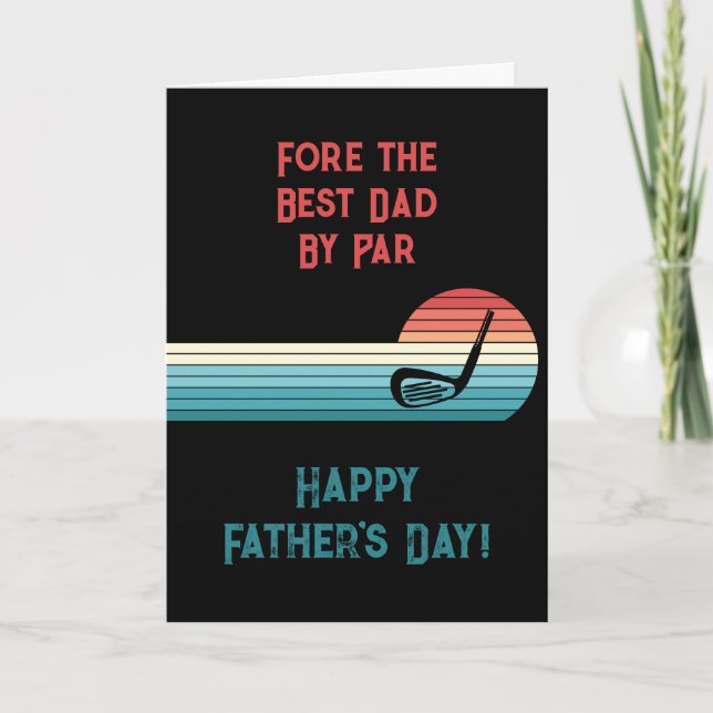 Retro Bästa Pappa Par Golf Tema Fars dag Helgkort (Framsida)
