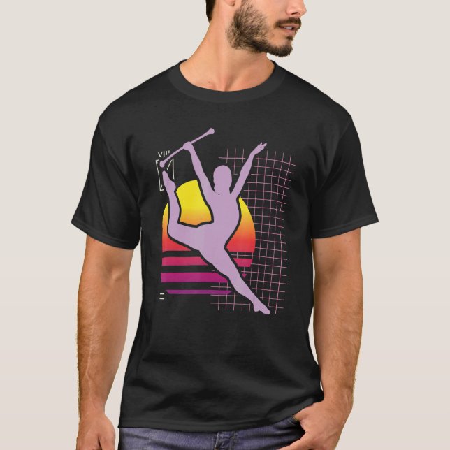 Retro Baton Twirling Majorette Baton Twirler T Shirt (Framsida)