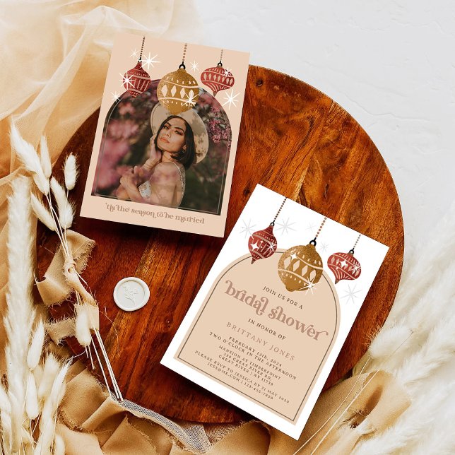 Retro Bauble Ornament Möhippa Inbjudningar (Skapare uppladdad)