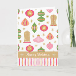 Retro Baubles/Ornaments julkort - Rosa Tack Kort