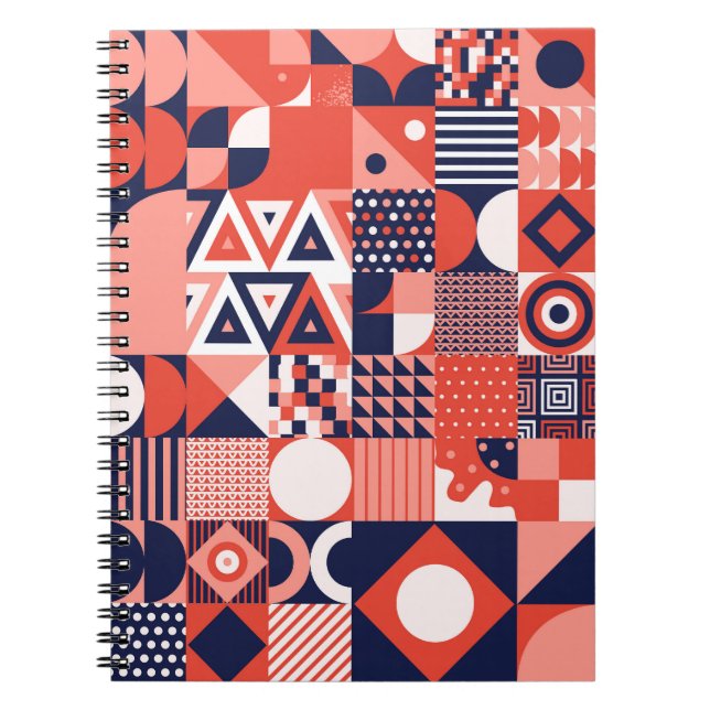 Retro Bauhaus-design, färgfull geometri. Anteckningsbok (Framsidan)