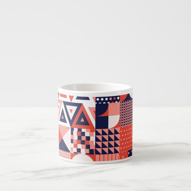 Retro Bauhaus-design, färgfull geometri. Espressomugg (Framsidan)