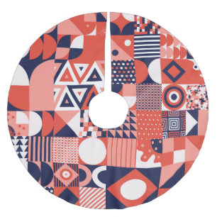 Retro Bauhaus-design, färgfull geometri. Julgransmatta Borstad Polyester