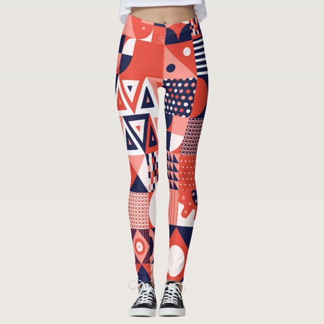 Retro Bauhaus-design, färgfull geometri. Leggings (Framsida)