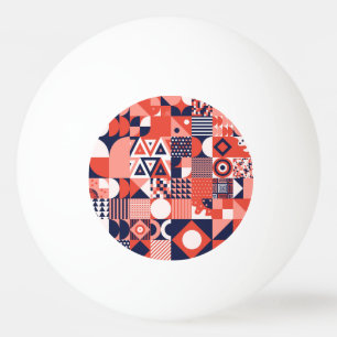 Retro Bauhaus-design, färgfull geometri. Pingisboll