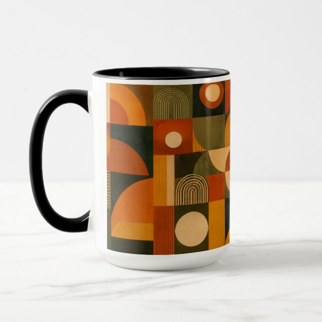 Retro Bauhaus Geometrisk Morgonkopp Estetik Mugg (Vänster)
