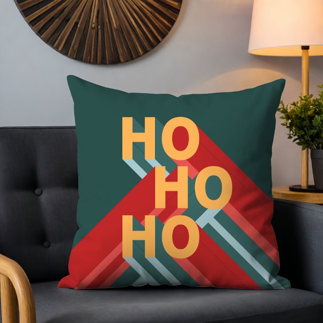 Retro Bauhaus Ho Ho Ho Jul Festive Helgdagars Kudde (Skapare uppladdad)