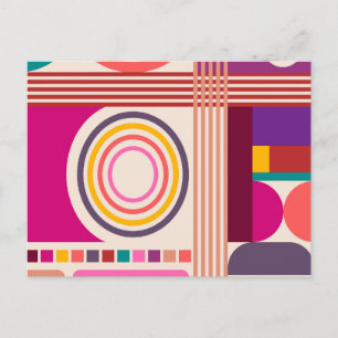 Retro Bauhaus Modern Art Abstrakt Mönster Vykort