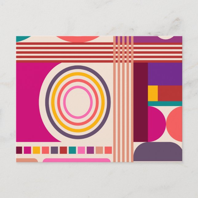 Retro Bauhaus Modern Art Abstrakt Mönster Vykort (Framsida)