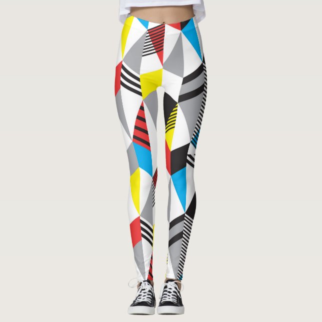Retro Bauhaus Stil: Sömlös Abstrakt Leggings (Framsida)