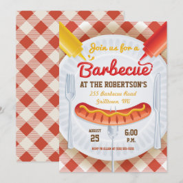 Retro BBQ-fest inbjudan på Gingham