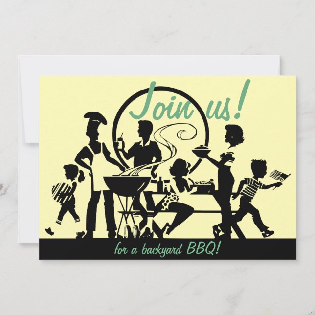 Retro BBQ-inbjudningar - 50-talgrillfestinbjudan Inbjudningar (Framsida)