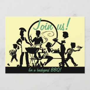 Retro BBQ-inbjudningar - 50-talgrillfestinbjudan Inbjudningar